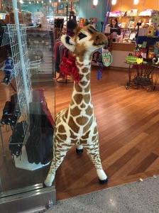 Saying good-bye to Lurie gift store over-sized giraffe.